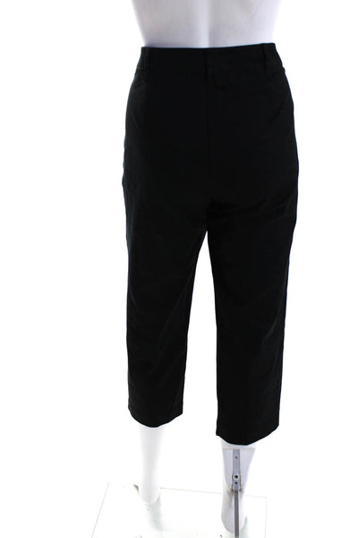 Eileen Fisher Women's Button Closure Flat Front Straight Leg Pant Black Size M