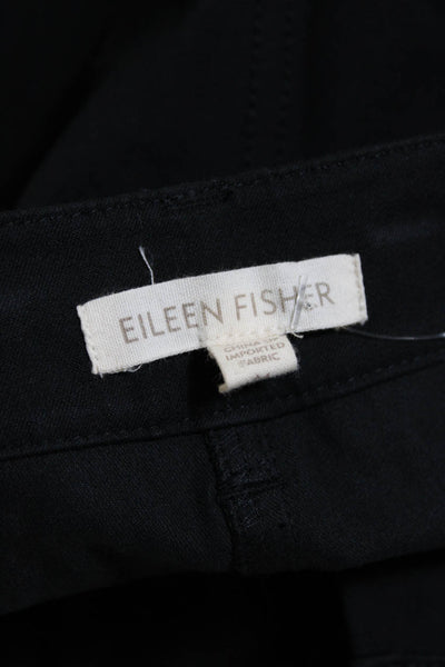 Eileen Fisher Women's Button Closure Flat Front Straight Leg Pant Black Size M