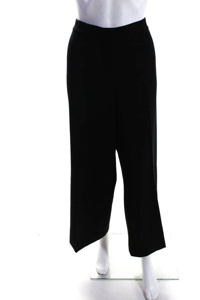 St. John Caviar Women's Hook Closure Flat Font Wide Leg Pant Black Size 10