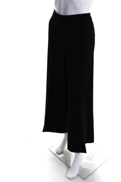 St. John Caviar Women's Hook Closure Flat Font Wide Leg Pant Black Size 10