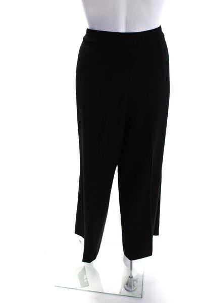 St. John Caviar Women's Hook Closure Flat Font Wide Leg Pant Black Size 10