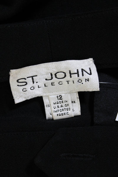 St. John Collection Women's Hook Closure Flat Front Dress Pant Black Size 12