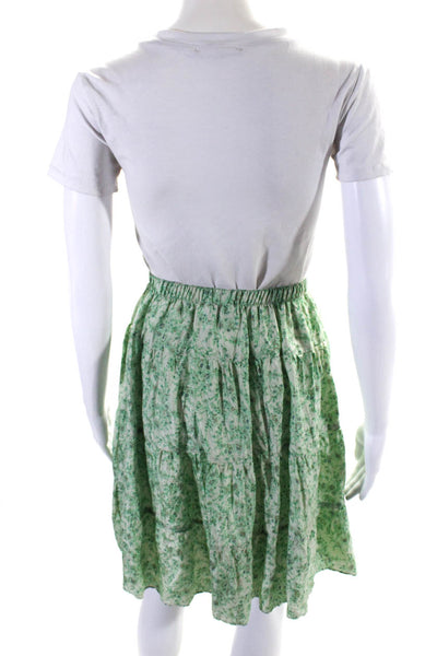Calypso Christiane Celle Womens Green Floral Knee Length A-Line Skirt Size S