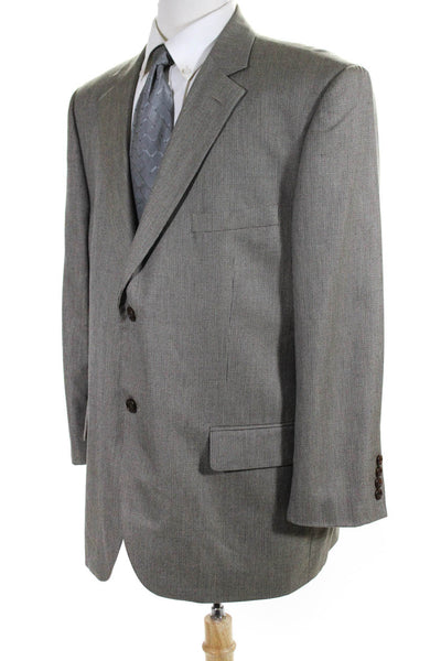 Pronto Uomo Mens Micro Check Two Button Blazer Jacket Brown Wool Silk Size 46 S