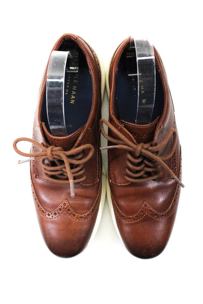 Cole Haan Mens Wing Tip Dress Sneakers Derby Shoes Brown Leather Size 9.5