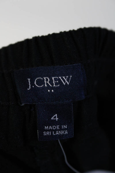 J Crew Womens Linen Elastic Waist Drawstring Casual Pants Black Size 4