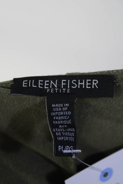 Eileen Fisher Womens Short Sleeve Scoop Neck Knit Shirt Dress Green Size PL