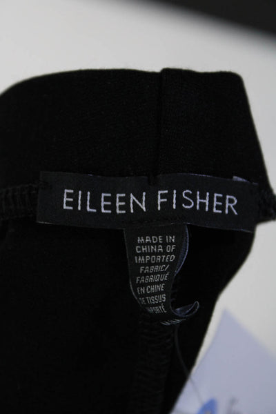 Eileen Fisher Womens Elastic Waistband Zip Trim Stretch Knit Pants Black Medium