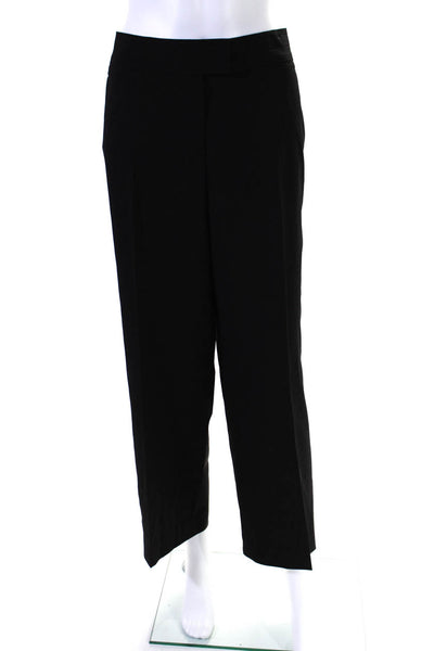 Escada Womens Zipper Fly High Rise Pleated Wide Leg Dress Pants Black Wool FR 42