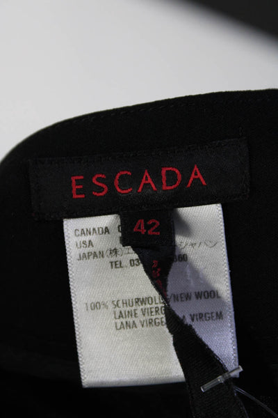 Escada Womens Zipper Fly High Rise Pleated Wide Leg Dress Pants Black Wool FR 42