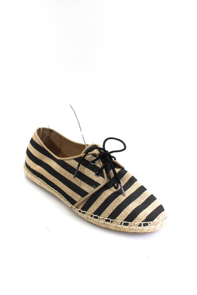 Eileen Fisher Womens Jute Striped Low Top Lace Up Shoes Beige Black Size 7.5