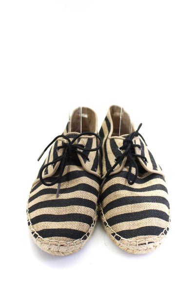 Eileen Fisher Womens Jute Striped Low Top Lace Up Shoes Beige Black Size 7.5