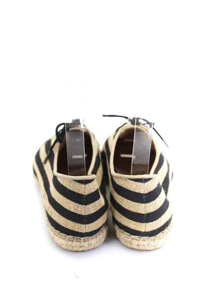 Eileen Fisher Womens Jute Striped Low Top Lace Up Shoes Beige Black Size 7.5