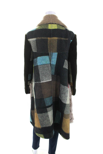 Preen By Thornton Bregazzi Womens Multicolor Wool Sheepskin Trim Coat Size XS