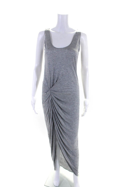 Thakoon Womens Gray Scoop Neck Sleeveless Ruched Slit Maxi Tank Dress Size S