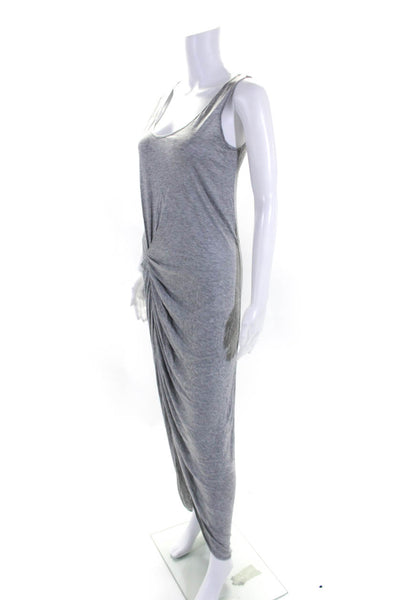 Thakoon Womens Gray Scoop Neck Sleeveless Ruched Slit Maxi Tank Dress Size S