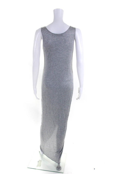 Thakoon Womens Gray Scoop Neck Sleeveless Ruched Slit Maxi Tank Dress Size S