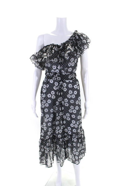 Lisa Marie Fernandez Womens Black Cotton Floral Off Shoulder Shift Dress Size 1