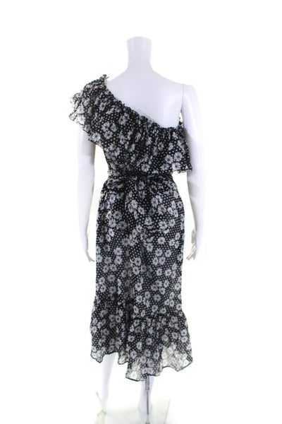 Lisa Marie Fernandez Womens Black Cotton Floral Off Shoulder Shift Dress Size 1