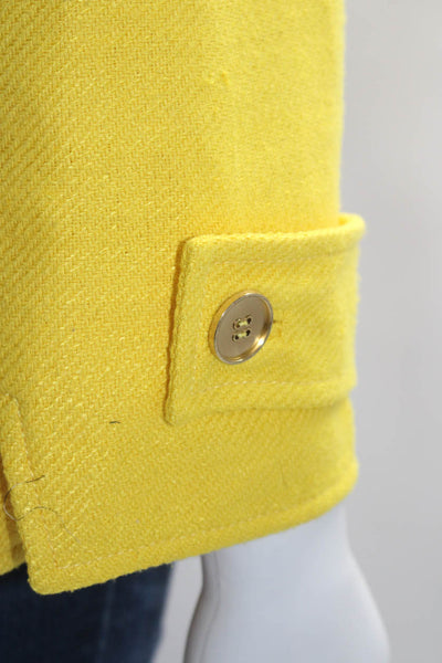 Carlisle Womens Silk Button Down Mock Neck Long Sleeves Jacket Yellow Size 14