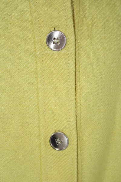 Carlisle Womens Silk Button Down Mock Neck Long Sleeves Jacket Yellow Size 14