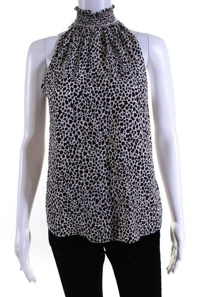 ALC Women's High Neck Sleeveless Silk Animal Print Blouse Size 0