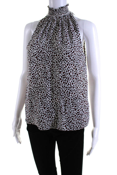 ALC Women's High Neck Sleeveless Silk Animal Print Blouse Size 0