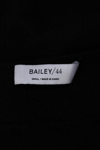 Bailey 44 Women's Round Neck Long Sleeves Distress Pullover Sweater Black Size S