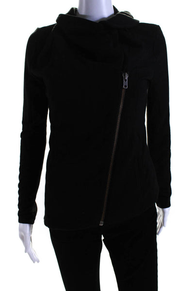 Helmut Lang Womens Jersey Asymmetrical Zip Jacket Black Size Petite