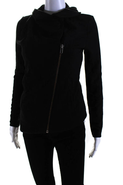 Helmut Lang Womens Jersey Asymmetrical Zip Jacket Black Size Petite