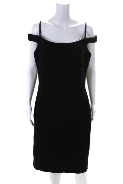 B Michael Couture Womens Back Zip Boat Neck Knee Length Sheath Dress Black 12