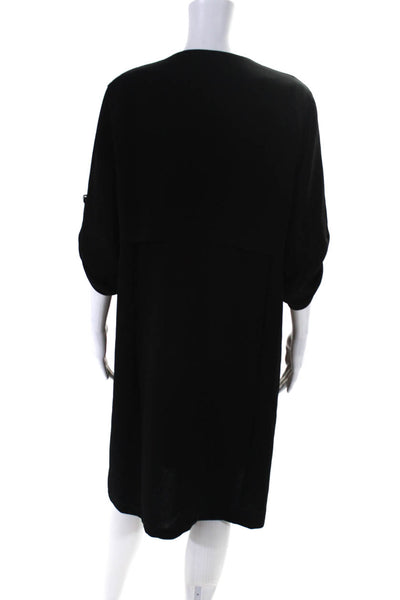 B Michael Couture Womens Back Zip Boat Neck Knee Length Sheath Dress Black 12