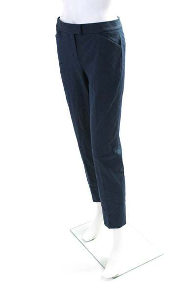 Theory Womens Zipper Fly Mid Rise Pleated Straight Leg Pants Blue Size 0