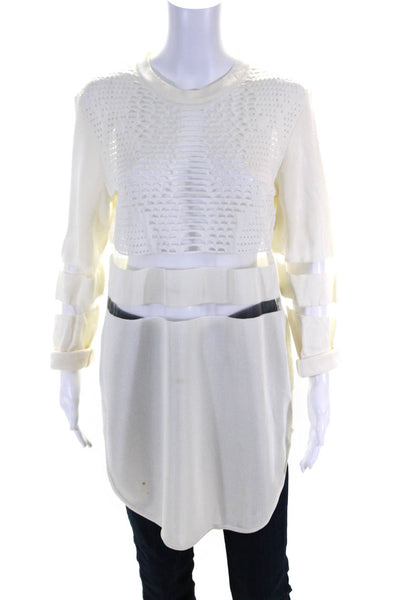 Alexander Wang Women's Sheer Trim Long Sleeves Bodycon Mini Dress Cream Size M