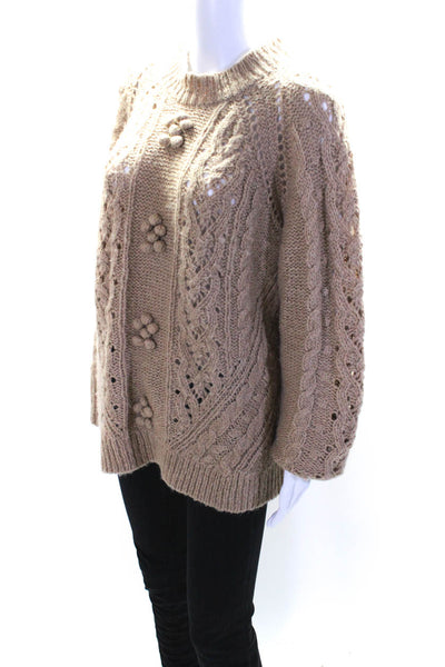 J Crew Womens Crewneck Cable Knit Pullover Knit Sweater Beige Size XL