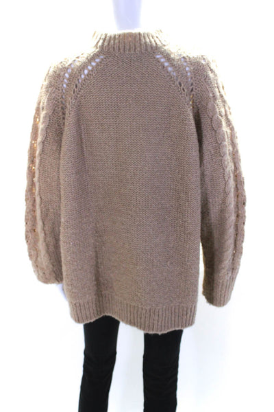 J Crew Womens Crewneck Cable Knit Pullover Knit Sweater Beige Size XL