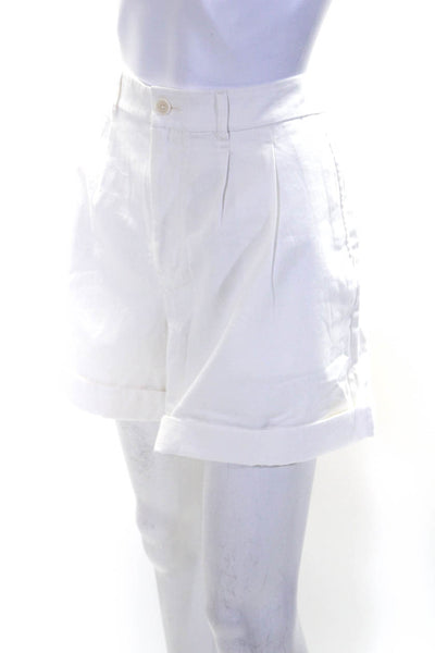 AYR Womens Cotton High Rise Pleated Cuffed Casual Shorts White Size 16