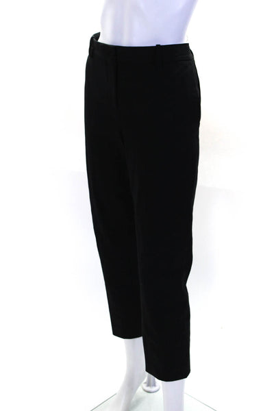 Theory Womens Black Cotton High Rise Pleated Straight Leg Trouser Pants Size 8