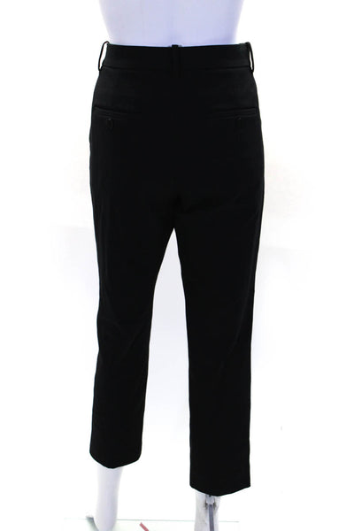 Theory Womens Black Cotton High Rise Pleated Straight Leg Trouser Pants Size 8