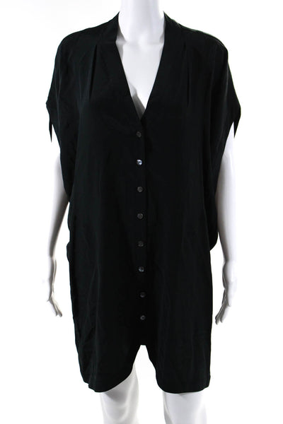 BCBGMAXAZRIA Womens Black Silk V-Neck Short Sleeve Shirt Dress Size S