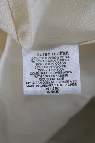 Lauren Moffatt Womens Cream Cotton Beaded Square Neck Mini A-Line Dress Size 2