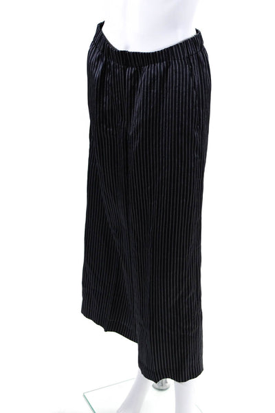 Theory Womens Navy Blue Striped Pull On High Rise Wide Leg Pants Size S