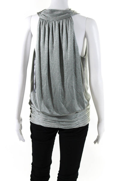 Adam Plus Eve Adam Lippes Womens Silver V-Neck Sleeveless Blouse Top Size S