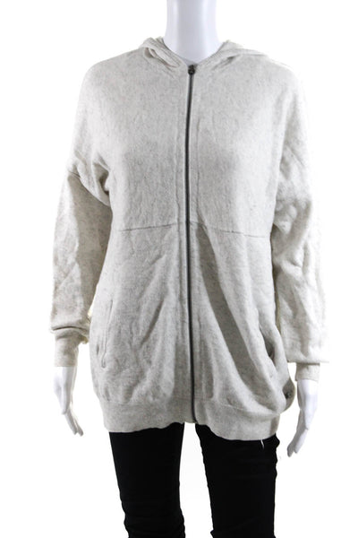 Sweaty Betty Womens Wool Full Zip Hooded Activewear Jacket White Size S/M