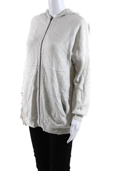 Sweaty Betty Womens Wool Full Zip Hooded Activewear Jacket White Size S/M