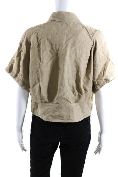 Los Angeles Atelier + Other Stories Womens Linen Tie Front Blouse Beige Size 36