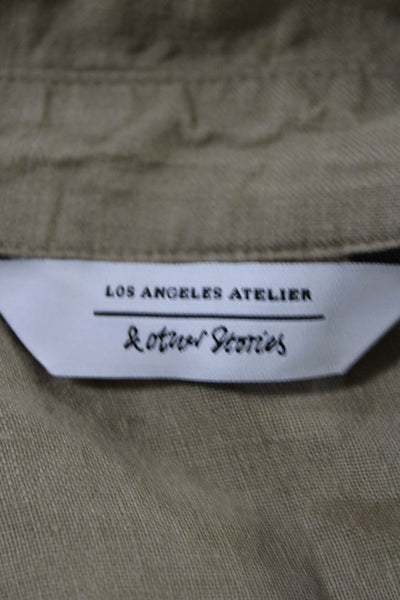 Los Angeles Atelier + Other Stories Womens Linen Tie Front Blouse Beige Size 36