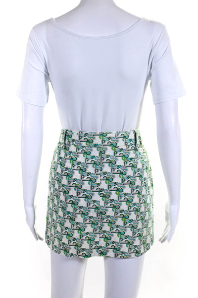 Barbara Bui lnitials Womens Cotton Abstract Print Pleat Mini Skirt Green Size S