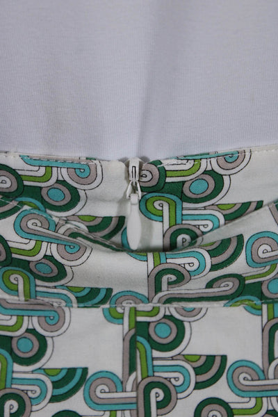 Barbara Bui lnitials Womens Cotton Abstract Print Pleat Mini Skirt Green Size S