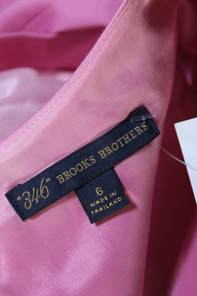 346 Brooks Brothers Womens Cotton Sleeveless Zipped A-Line Dress Pink Size 6